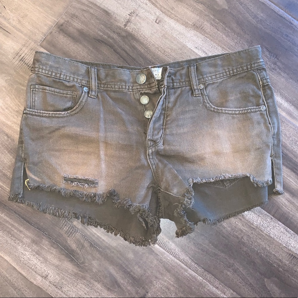 Free people brown cutoff denim shorts